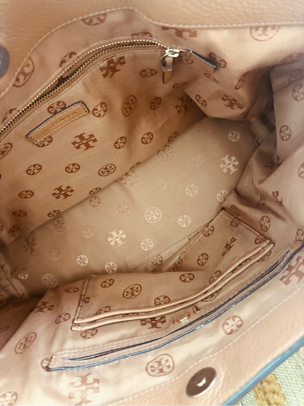 TORY BURCH Large Cognac Brown Leather Tote Bag - Picture 7 of 10